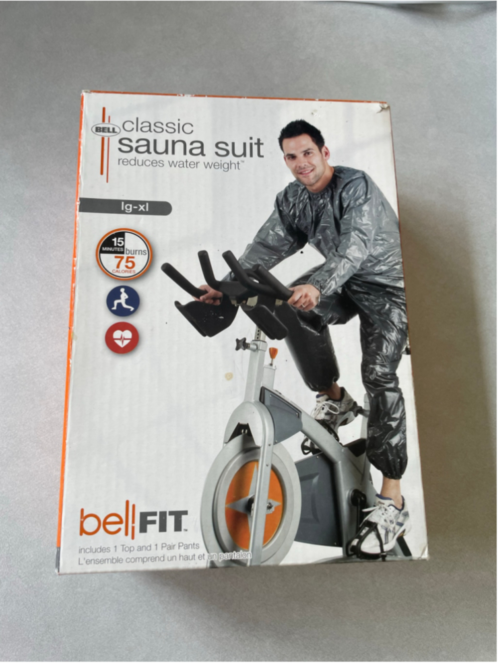 Men's Bell Sauna Suit LG-XL Grey Black Fitness Weight Loss Gear